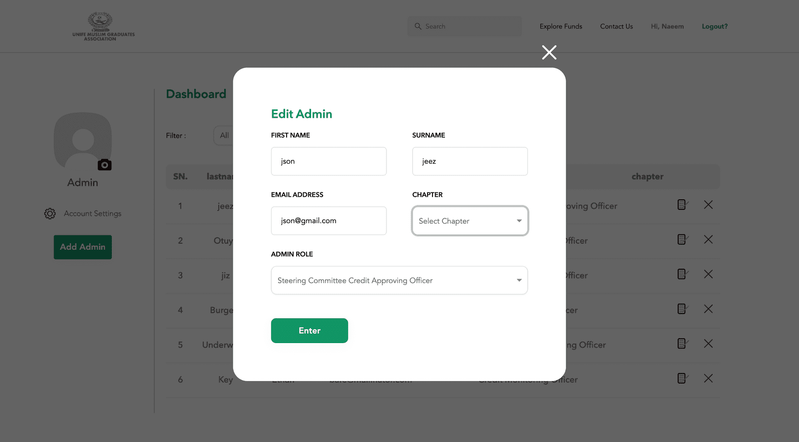 UNIFEMGA edit admin page 